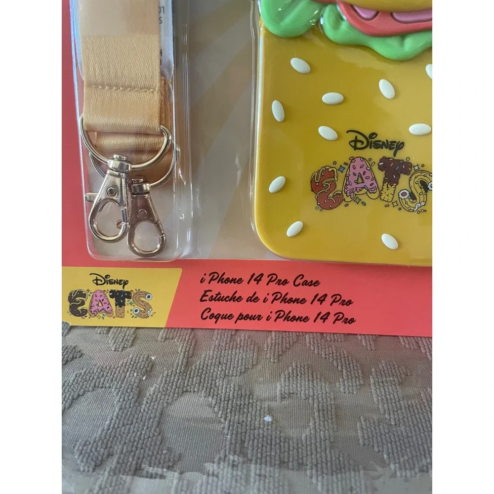 Disney Eats Mickey Mouse Burger iPhone 14 Pro Case with Lanyard Strap New